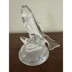 Cristal D'Arques-Durand Jumping Trout on Frosted Dome Base Figurine Fish